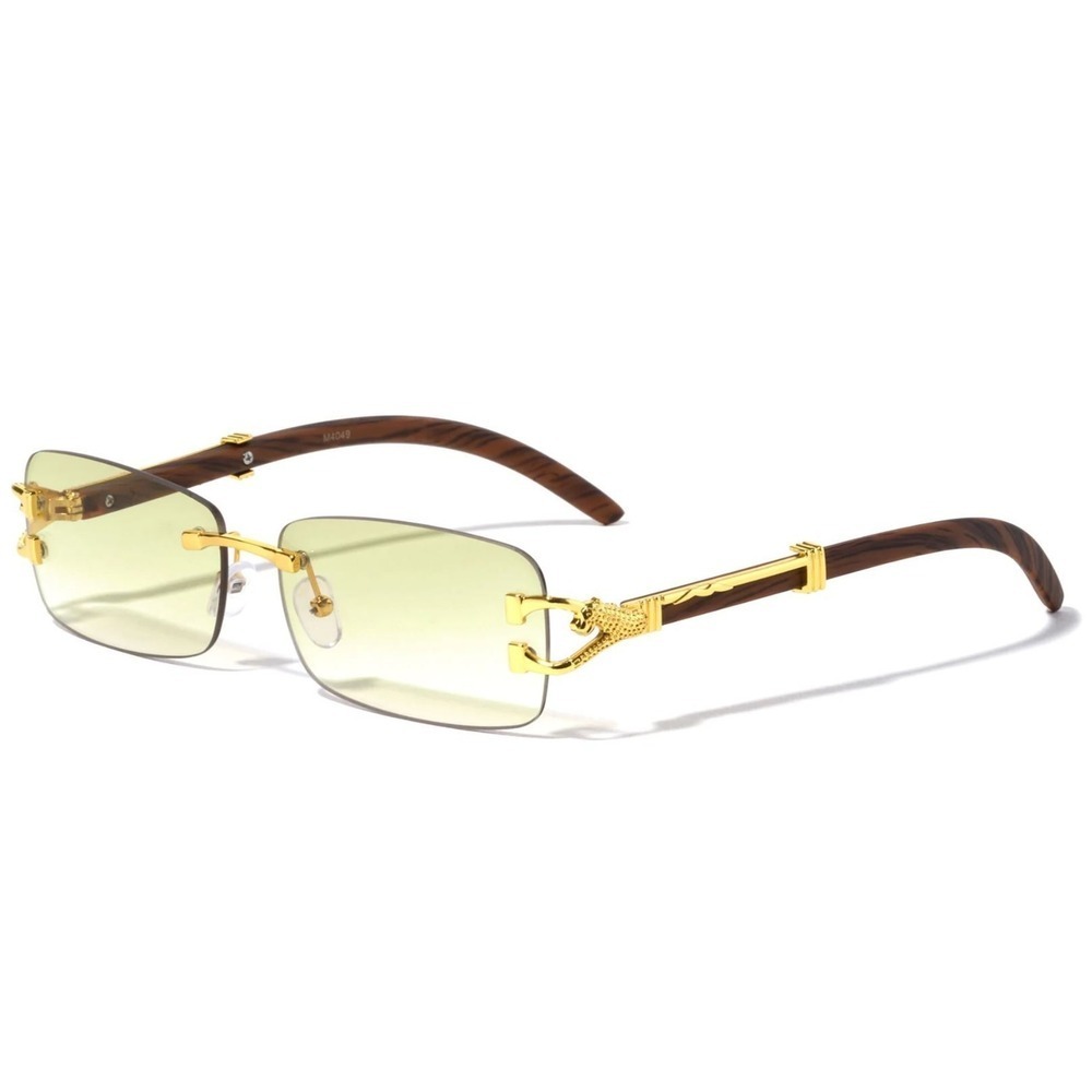 Men Women Sunglasses Square Green Lens Fashion Gold Frame Rapper Icedout  Lentes - Picture 2 of 6